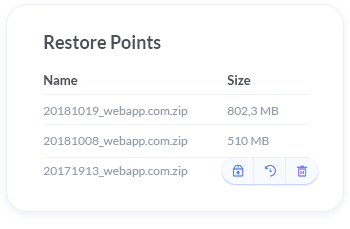 Painel Umbler restore points